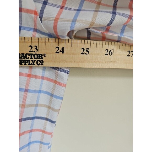 Brooks Brothers Madison Shirt Mens Large Dress Shirt Blue White Orange Checked - Picture 6 of 6